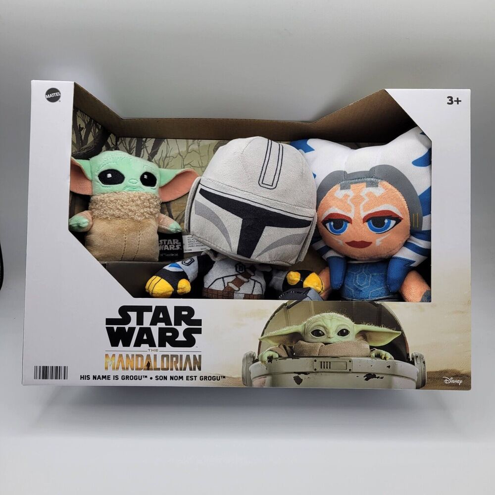 Mattel 3 Pack Plush Set Star Wars The Mandalorian Grogu Ahsoka Tano Easter